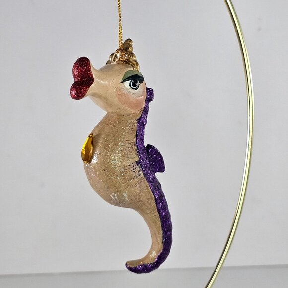 Katherine's Collection Jeweled Kissing Seahorse Christmas Ornament Purple Glitte - Picture 3 of 8